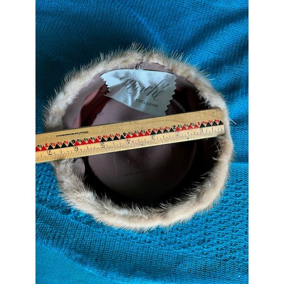 Vintage pill box hat fur with combs - Picture 9 of 11